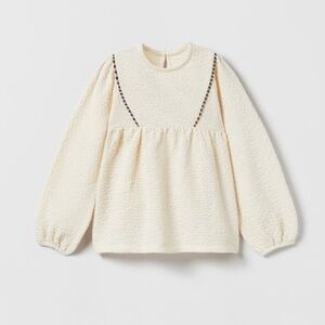 Zara Contrasting Piping Structured Blouse Top